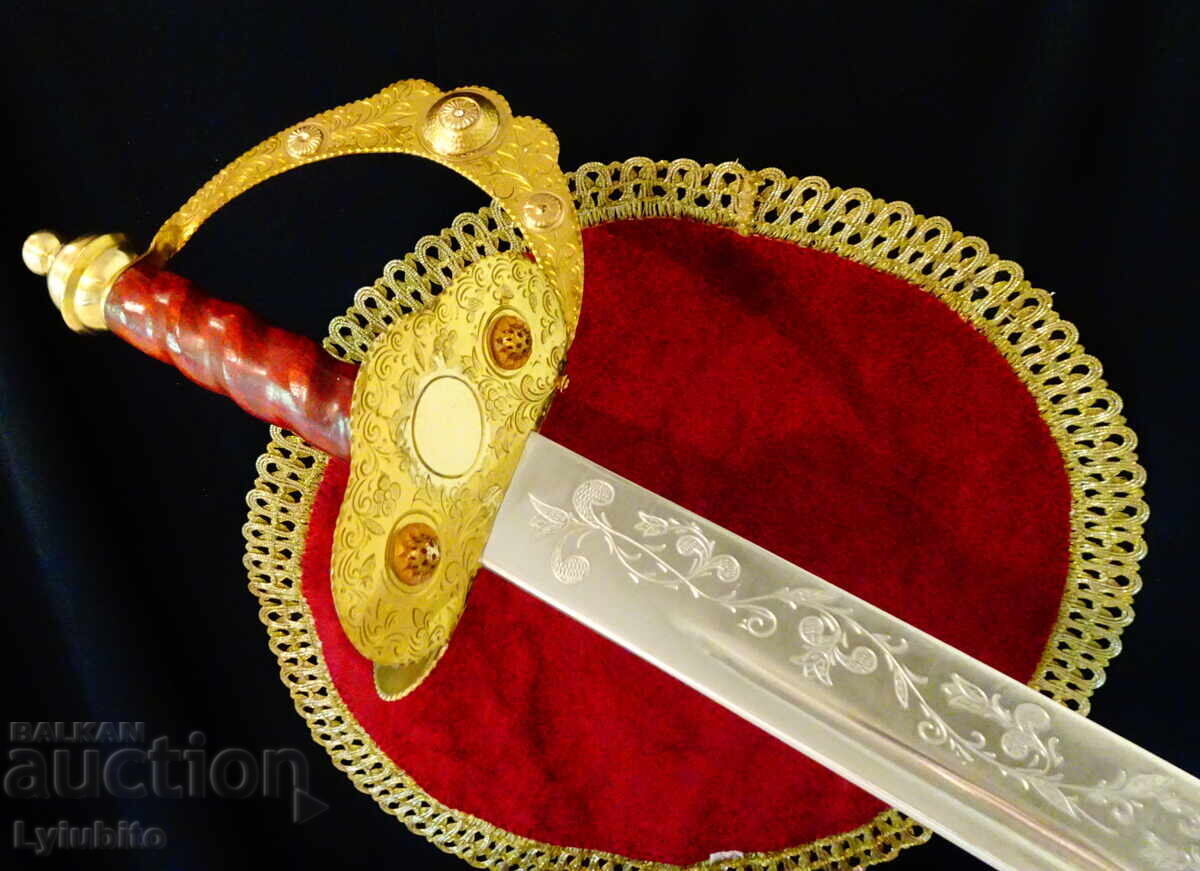 Saber 90 cm., bronze, brass, gilding, ornaments. - 5 Saber 90 cm., bronze, brass, gilding, ornaments. - 5