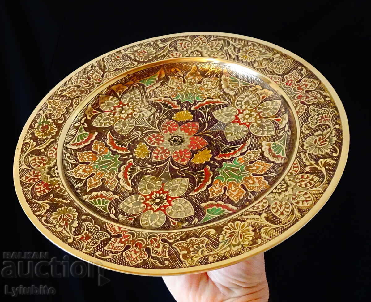 Bronze tray, platter with colorful cloisonné enamel Bronze tray, platter with colorful cloisonné enamel