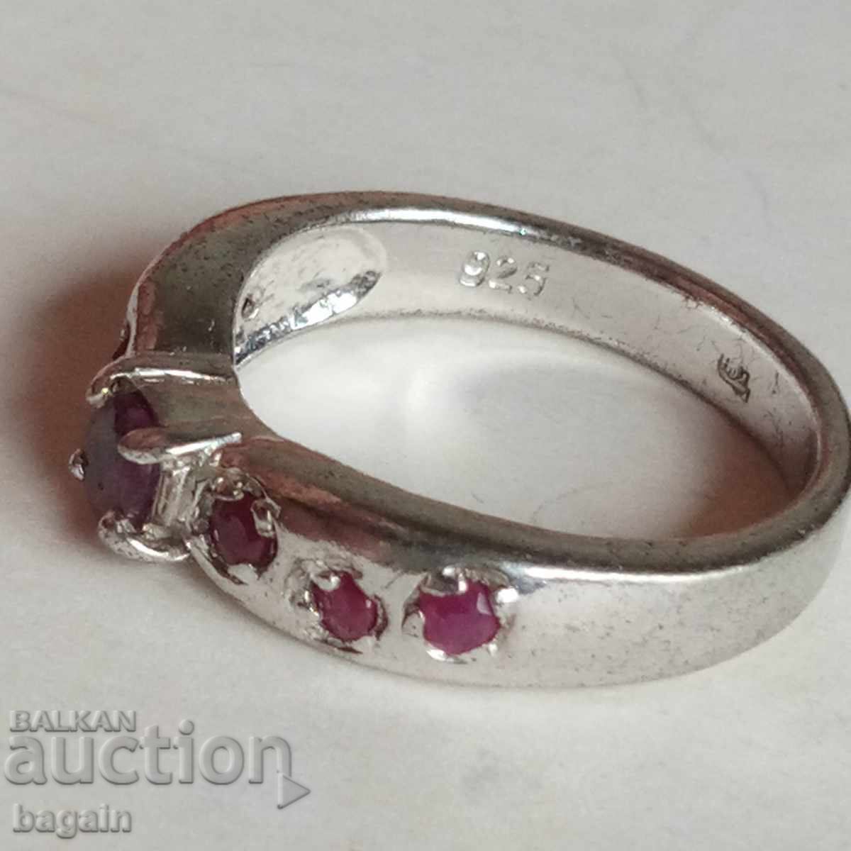 Auction Silver ring with rubies. Auction Silver ring with rubies.