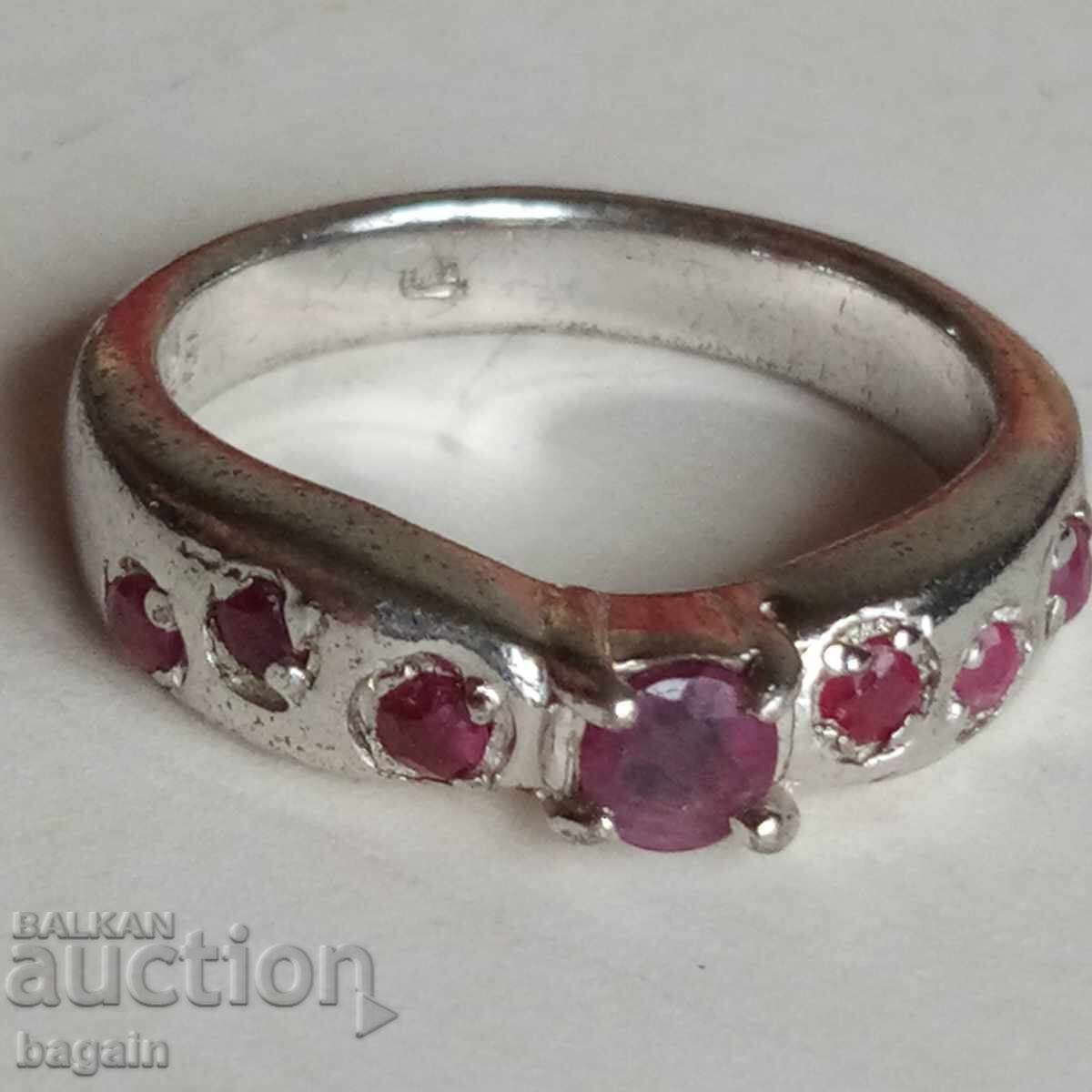 Silver ring with rubies. Silver ring with rubies.