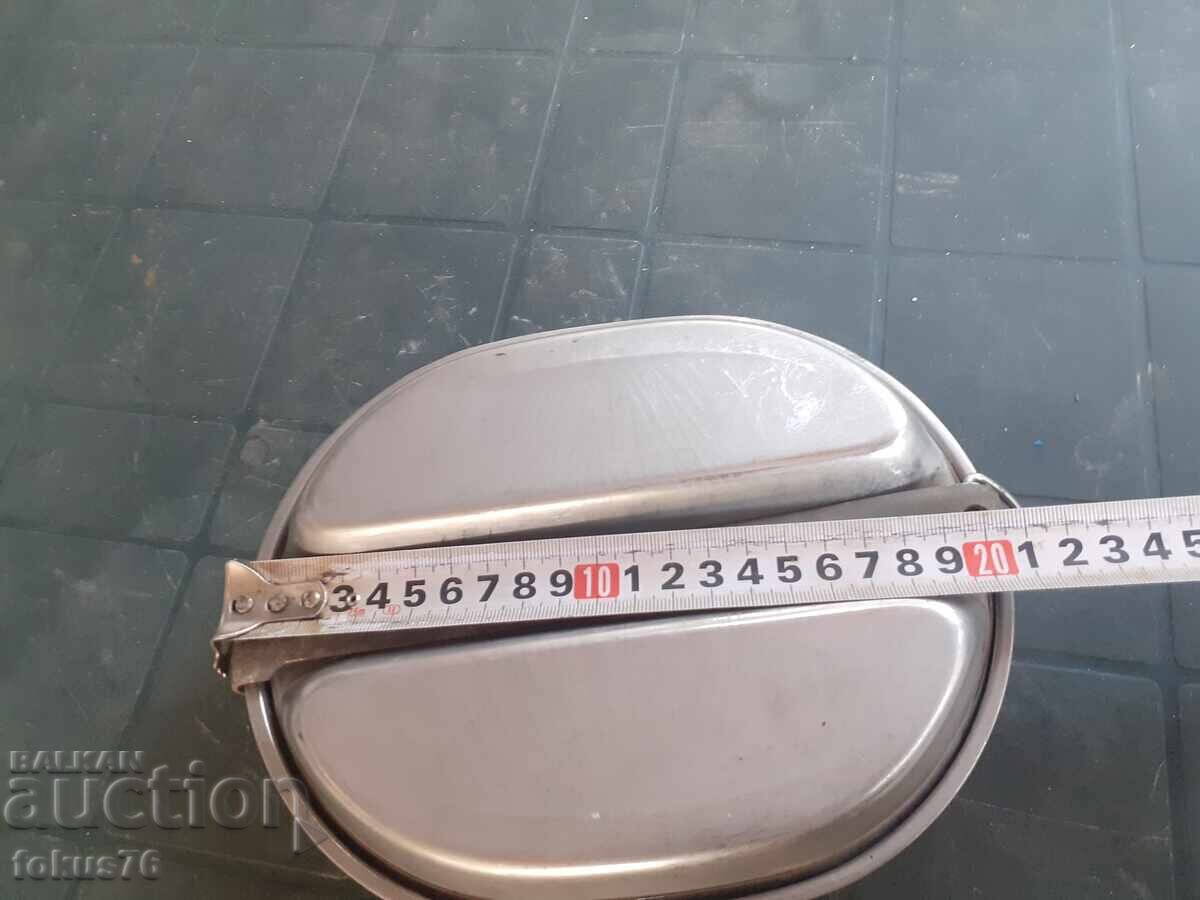 US WWII 1945 Soldier's American Canteen Pan Stainless Steel - 7 US WWII 1945 Soldier's American Canteen Pan Stainless Steel - 7