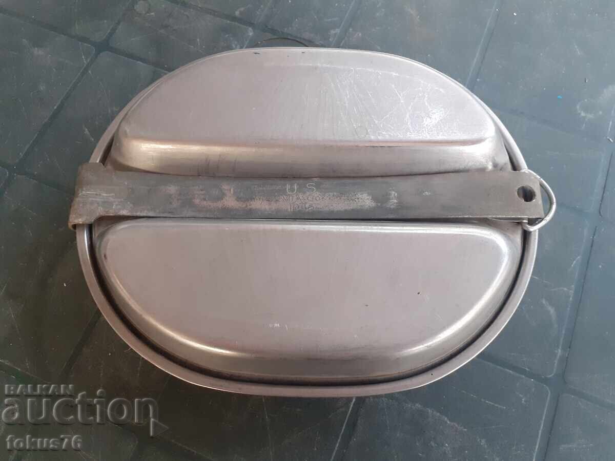 US WWII 1945 Soldier's American Canteen Pan Stainless Steel US WWII 1945 Soldier's American Canteen Pan Stainless Steel