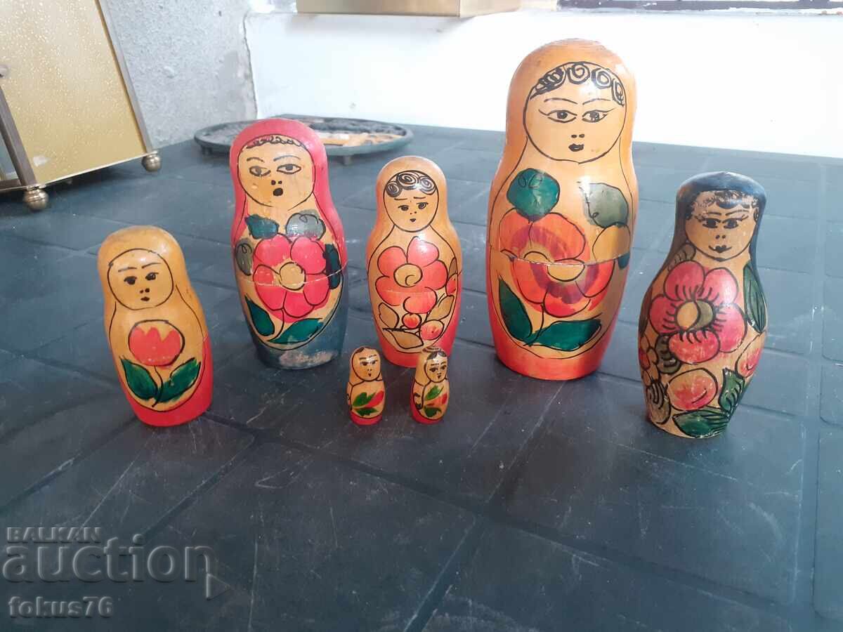 Lot of old Russian matryoshka doll figure toy