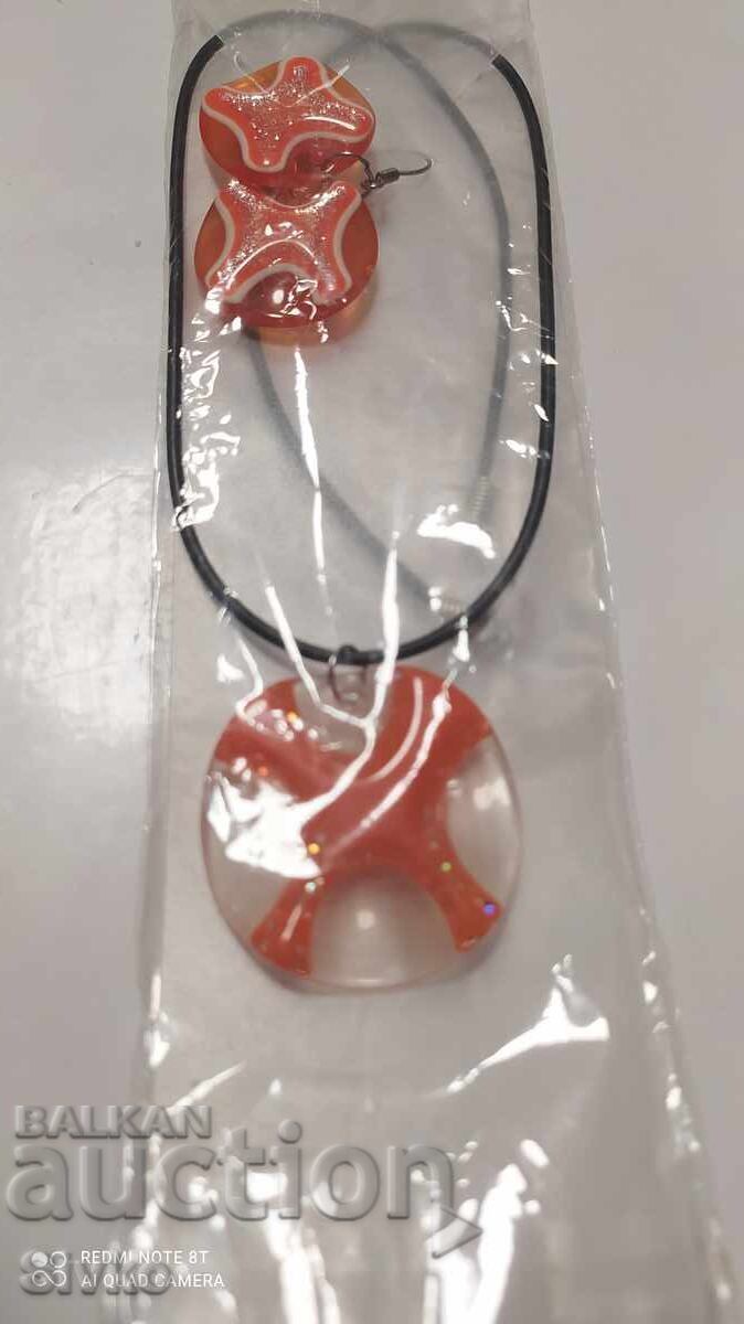 New necklace and earrings, plastic