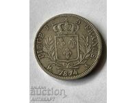 Silver coin of 5 Francs Louis XIV 1814 France