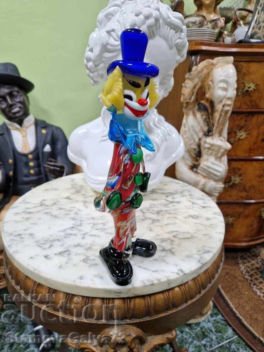 Auction  Murano vintage clown statuette Italian figure