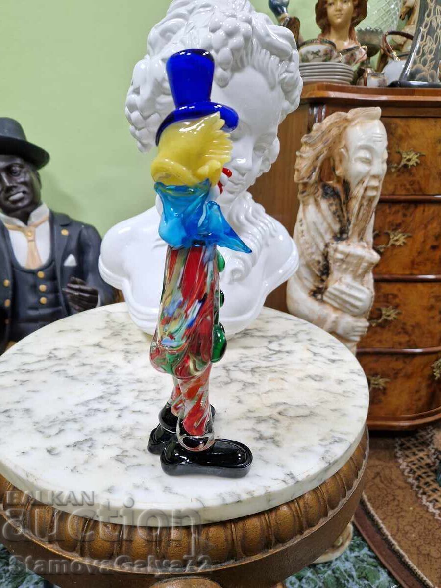 Delivery of Murano vintage clown statuette Italian figure