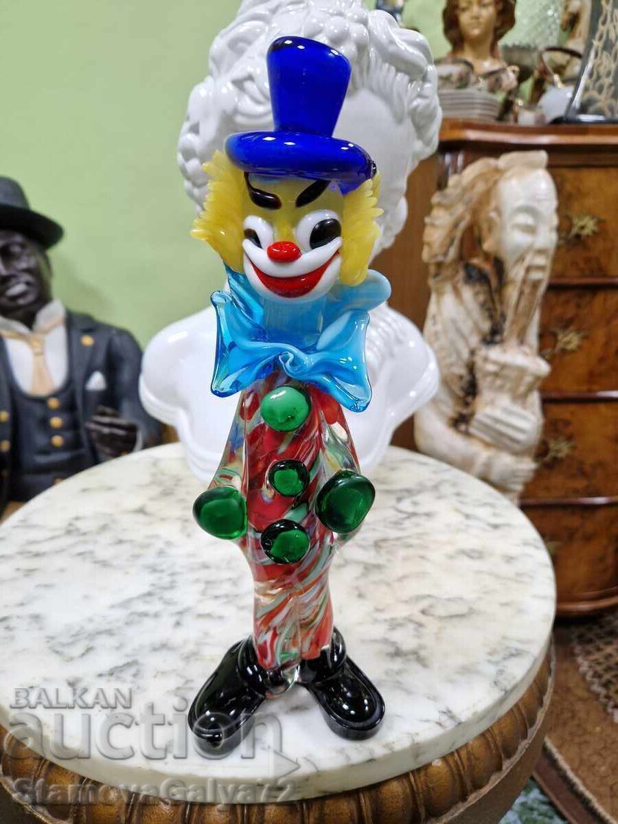 Murano vintage clown statuette Italian figure