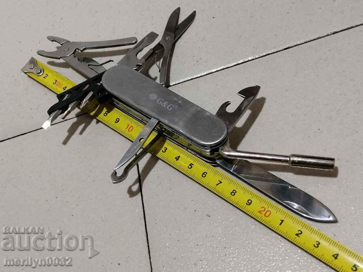 Multifunctional knife, dagger, scissors, awl, pliers, screwdriver with price 68.00 BGN | € 34.77 Multifunctional knife, dagger, scissors, awl, pliers, screwdriver with price 68.00 BGN | € 34.77