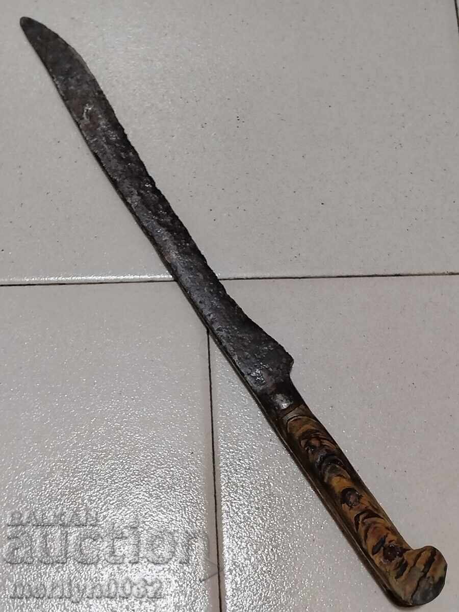 Forged karakulak shepherd's knife with a sharpened buffalo horn blade with price 246.00 BGN | € 125.78 Forged karakulak shepherd's knife with a sharpened buffalo horn blade with price 246.00 BGN | € 125.78