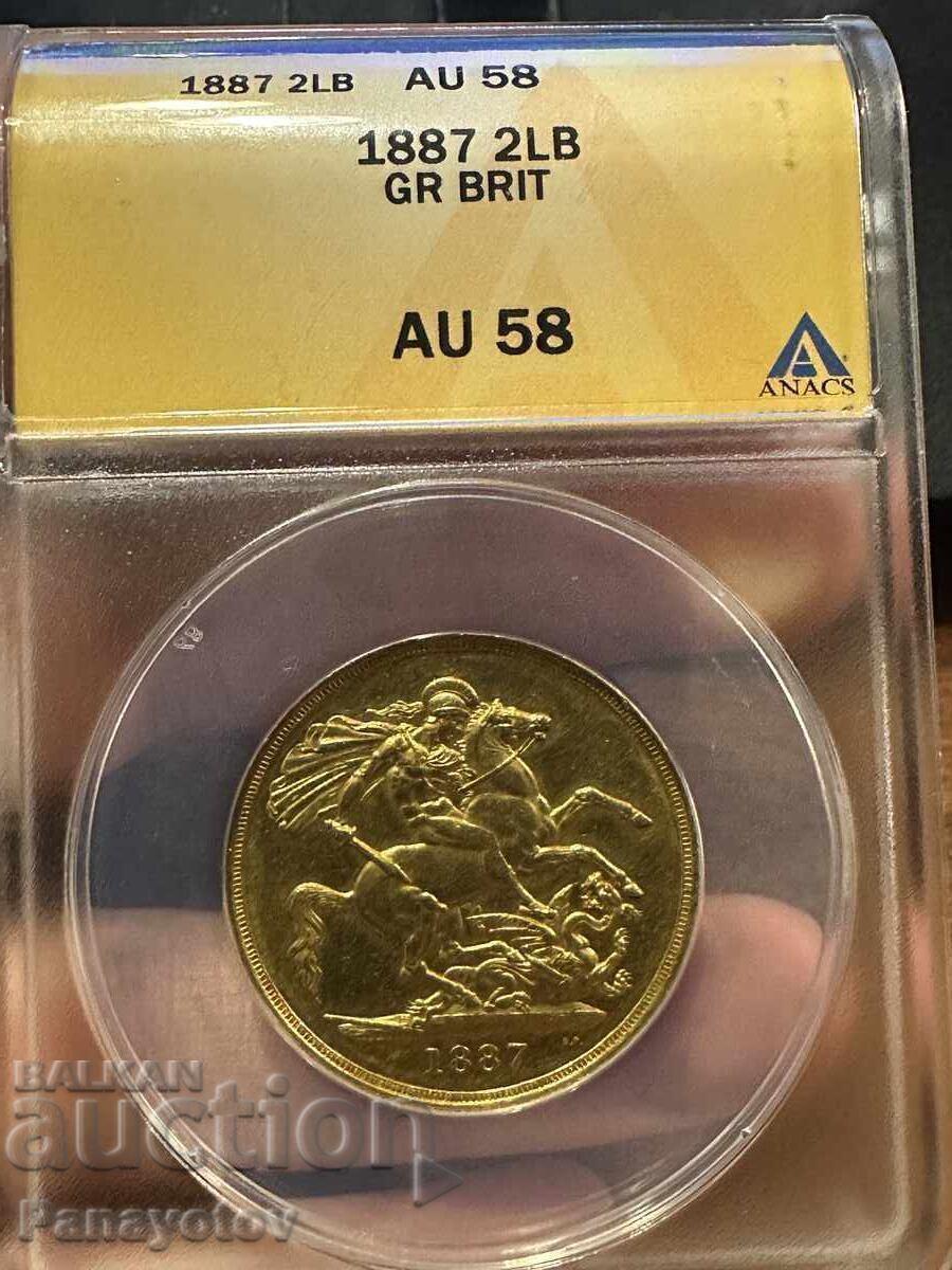 Auction 2 Pounds Gold Sovereign 1887 Great Britain NGC PCGS AU 58 Auction 2 Pounds Gold Sovereign 1887 Great Britain NGC PCGS AU 58