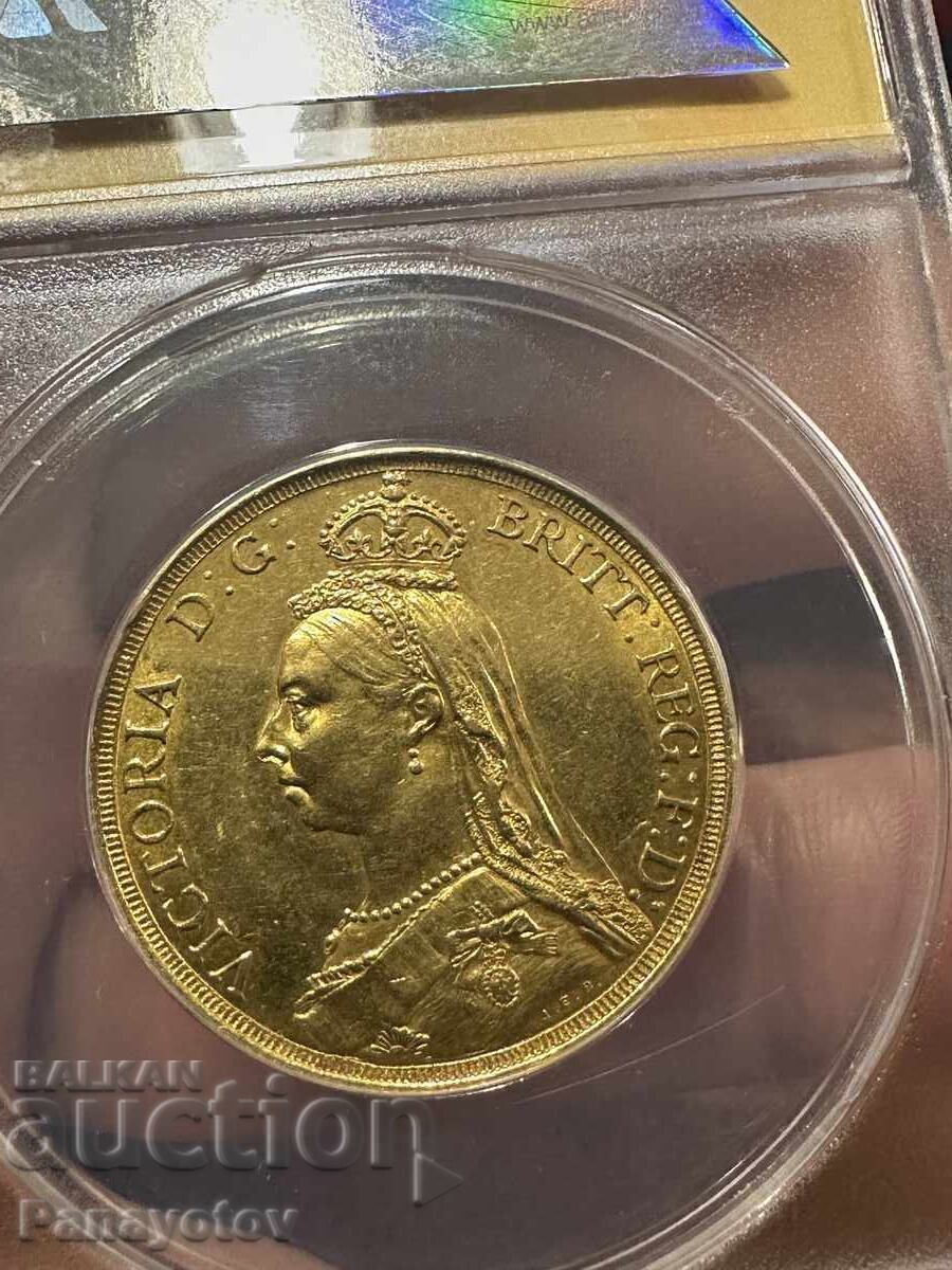 2 Pounds Gold Sovereign 1887 Great Britain NGC PCGS AU 58 - 5 2 Pounds Gold Sovereign 1887 Great Britain NGC PCGS AU 58 - 5