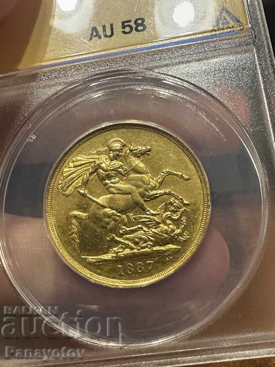 2 Pounds Gold Sovereign 1887 Great Britain NGC PCGS AU 58 - 6 2 Pounds Gold Sovereign 1887 Great Britain NGC PCGS AU 58 - 6
