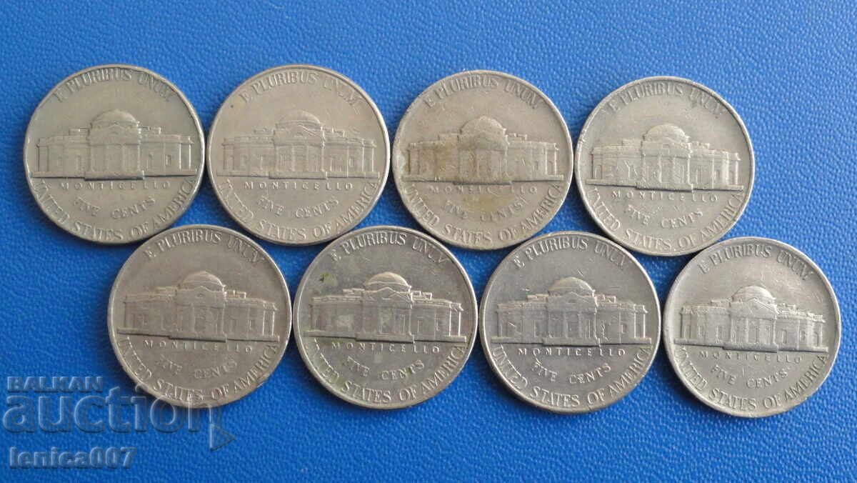 SUA - 5 cenți (8 bucăți) cu preț 4.40 BGN | € 2.25