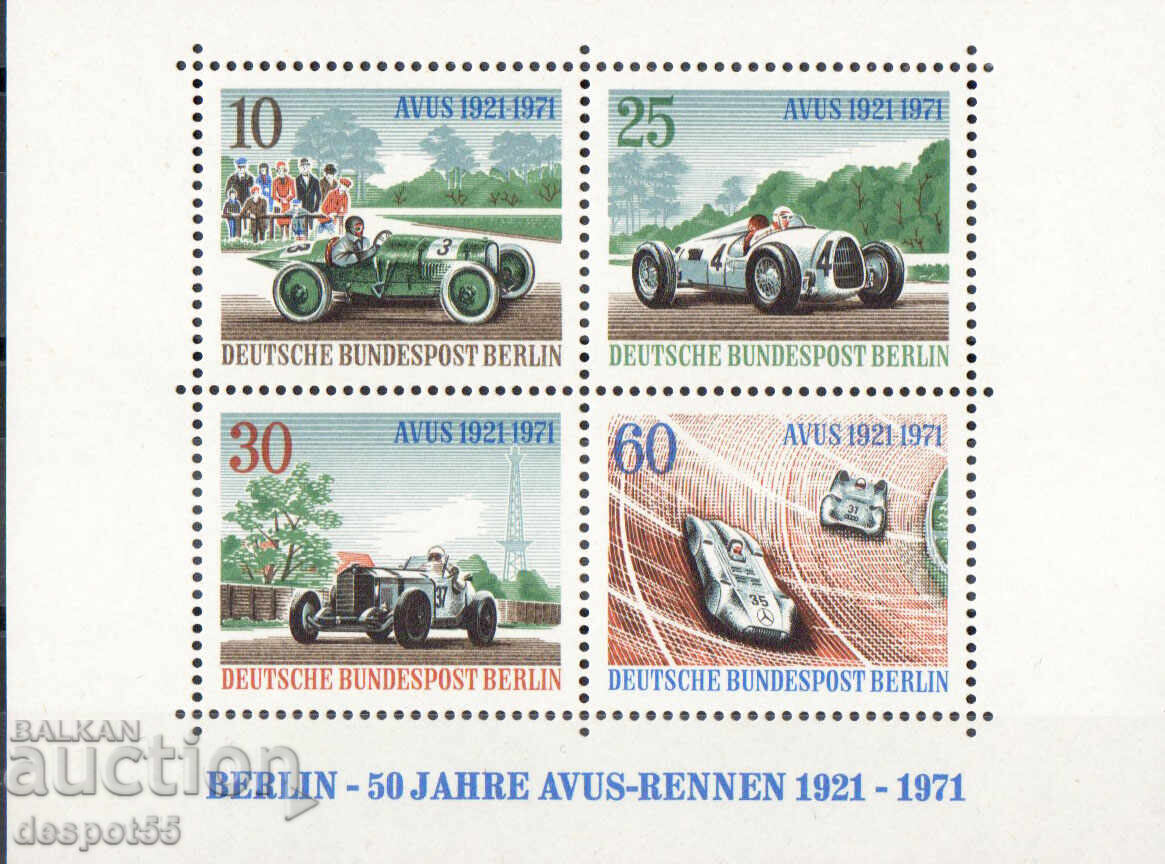 1971 Berlin. 50 years. at the AVUS car race. Block 1971 Berlin. 50 years. at the AVUS car race. Block
