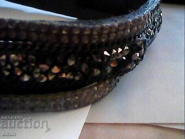 3pcs Leather Bracelets with Crystals - 5