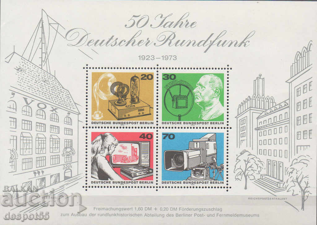 1973. Berlin. 50th Anniversary of Radio Broadcasting. Block 1973. Berlin. 50th Anniversary of Radio Broadcasting. Block