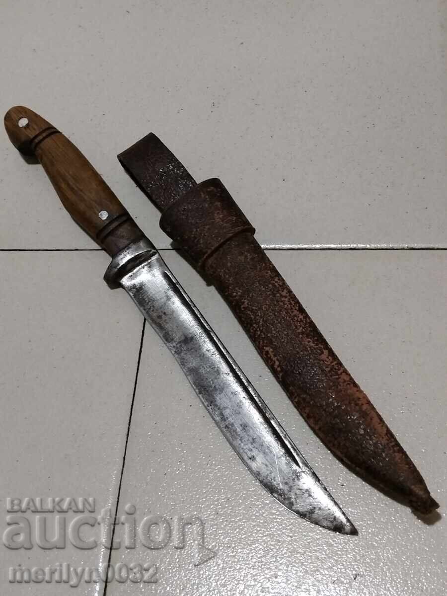 Old hand-forged butcher knife with sheath, dagger, fist with price 128.00 BGN | € 65.45 Old hand-forged butcher knife with sheath, dagger, fist with price 128.00 BGN | € 65.45