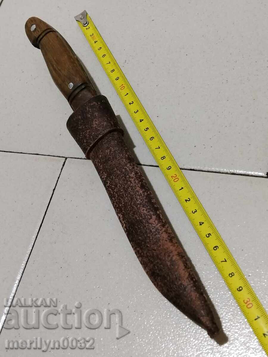 Auction Old hand-forged butcher knife with sheath, dagger, fist Auction Old hand-forged butcher knife with sheath, dagger, fist
