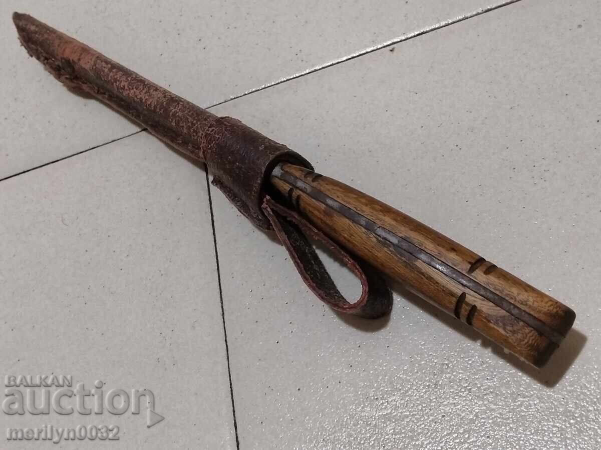 Old hand-forged butcher knife with sheath, dagger, fist - 5 Old hand-forged butcher knife with sheath, dagger, fist - 5