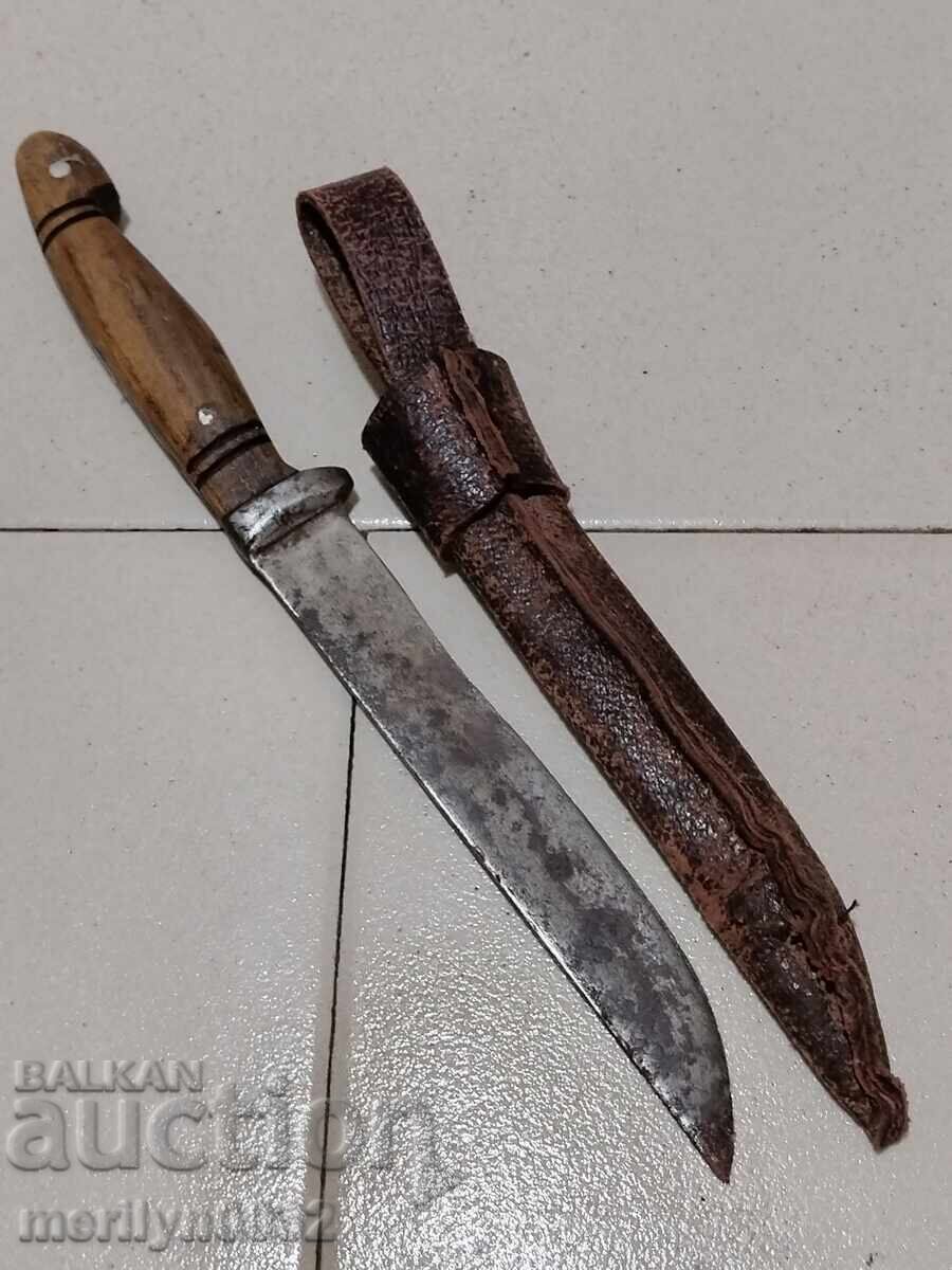 Old hand-forged butcher knife with sheath, dagger, fist - 6 Old hand-forged butcher knife with sheath, dagger, fist - 6