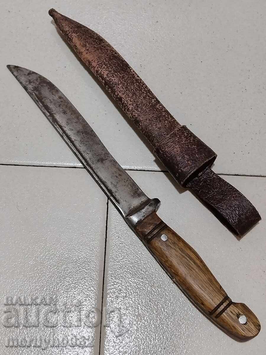 Old hand-forged butcher knife with sheath, dagger, fist - 7 Old hand-forged butcher knife with sheath, dagger, fist - 7