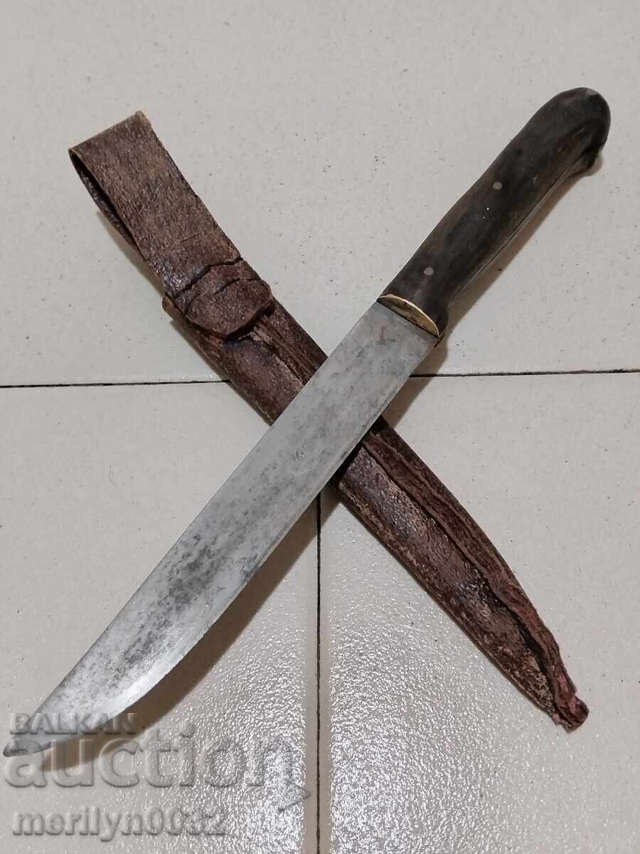 Auction Old hand-forged butcher knife with scabbard, Tughra, Kama, fist Auction Old hand-forged butcher knife with scabbard, Tughra, Kama, fist