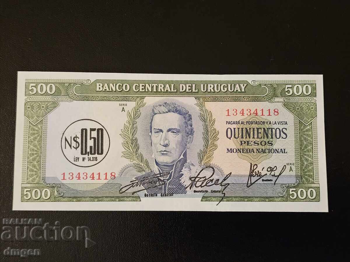 500 песо Уругвай 1975 с надпечатка UNC 500 песо Уругвай 1975 с надпечатка UNC