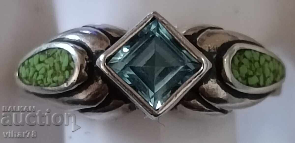 Women's silver ring with topaz and turquoise with price 125.99 BGN | € 64.42 Women's silver ring with topaz and turquoise with price 125.99 BGN | € 64.42