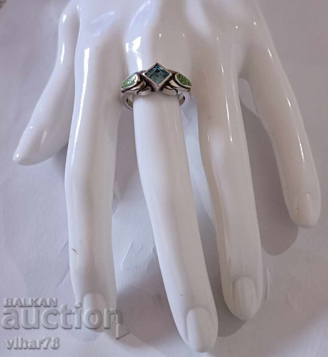 Delivery of Women's silver ring with topaz and turquoise Delivery of Women's silver ring with topaz and turquoise