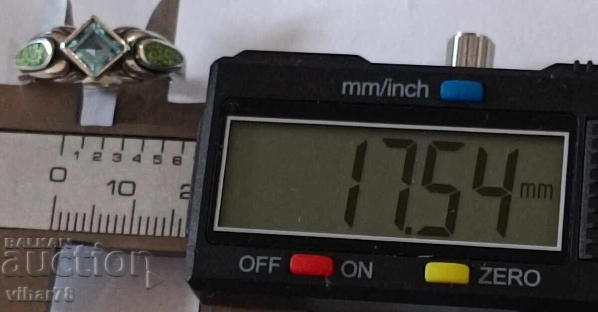 Women's silver ring with topaz and turquoise - 5 Women's silver ring with topaz and turquoise - 5