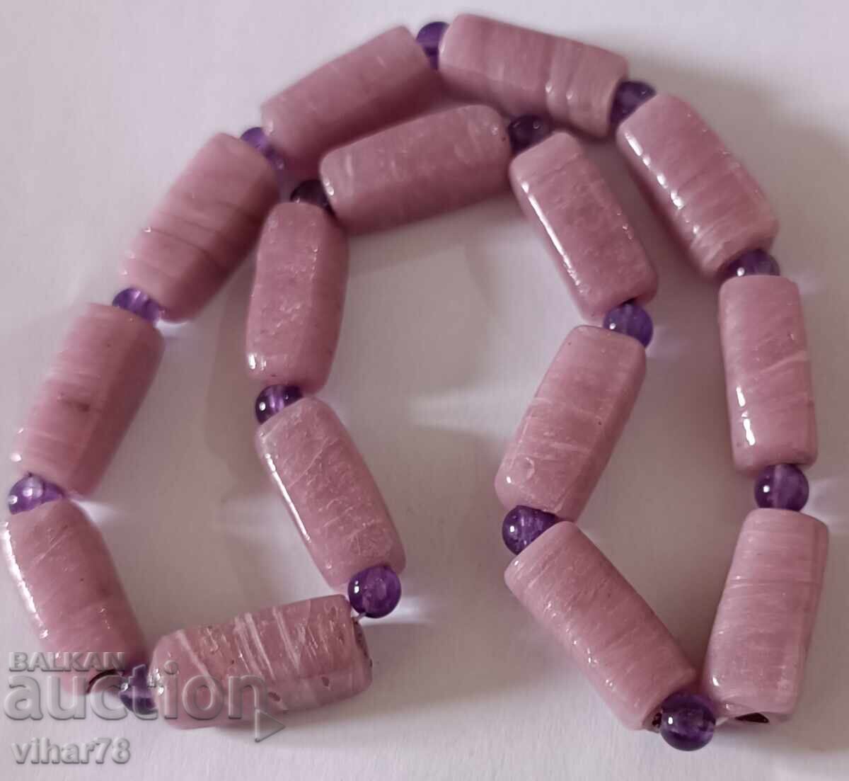 Auction Women's extendable necklace with rose quartz and amethysts Auction Women's extendable necklace with rose quartz and amethysts