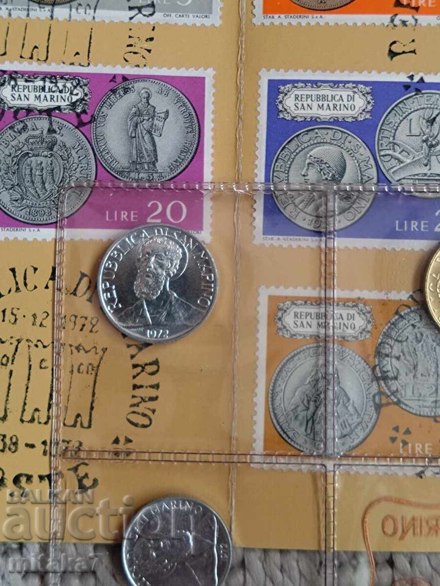 Incomplete set of San Marino coins, 1972 - 5 Incomplete set of San Marino coins, 1972 - 5