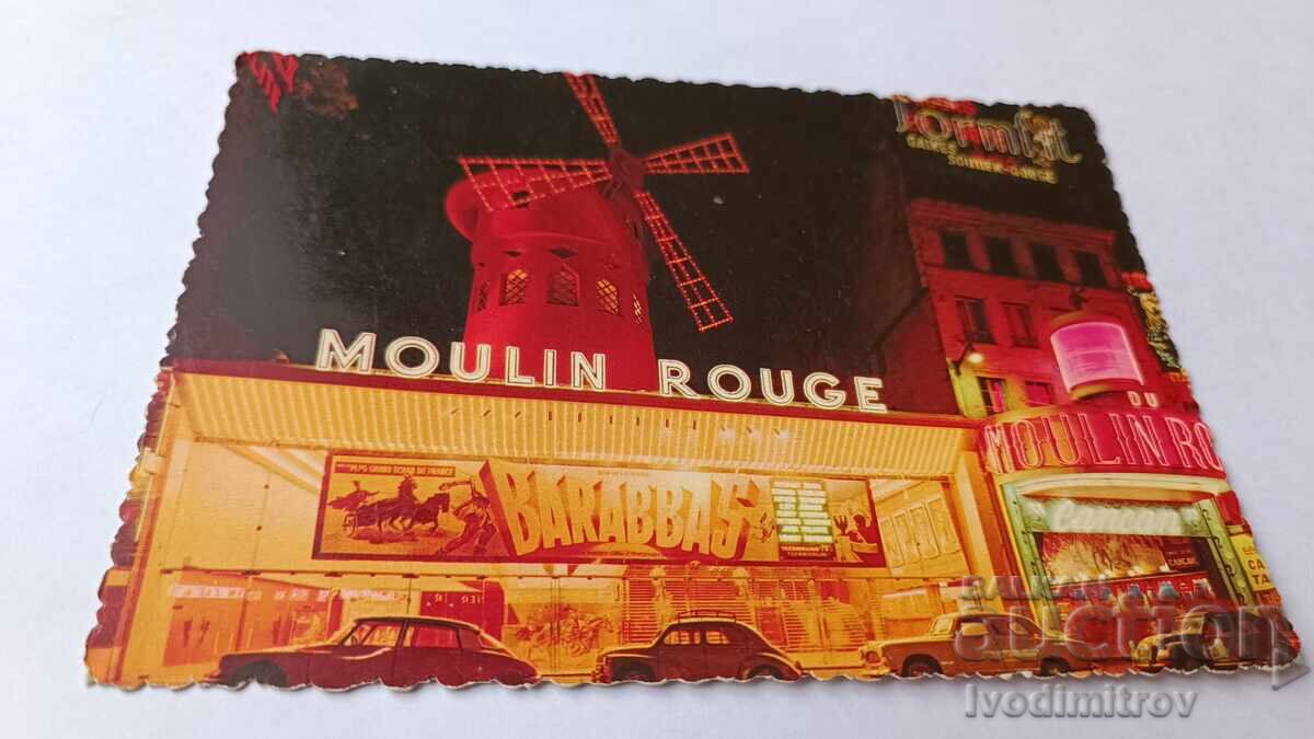Postcard Paris La Nuit Le Moulin Rouge 1964 Postcard Paris La Nuit Le Moulin Rouge 1964