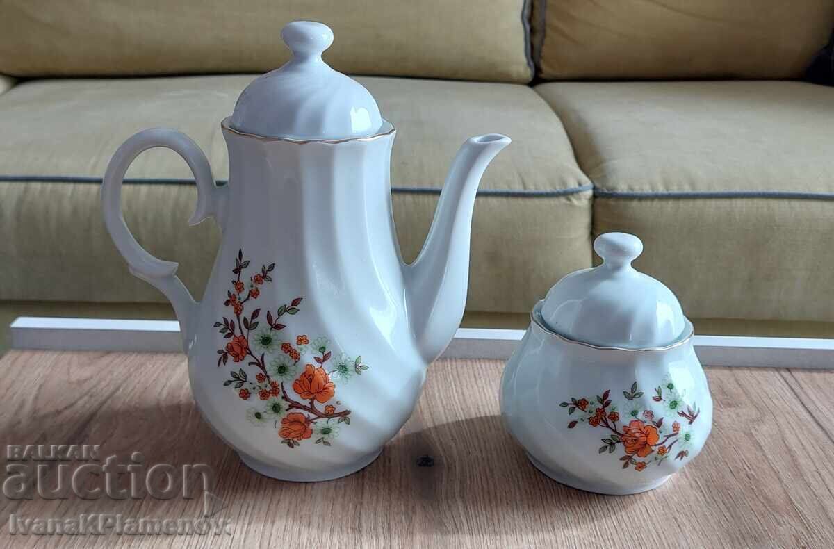 Bulgarian porcelain jug and sugar bowl for collectors, excellent Bulgarian porcelain jug and sugar bowl for collectors, excellent