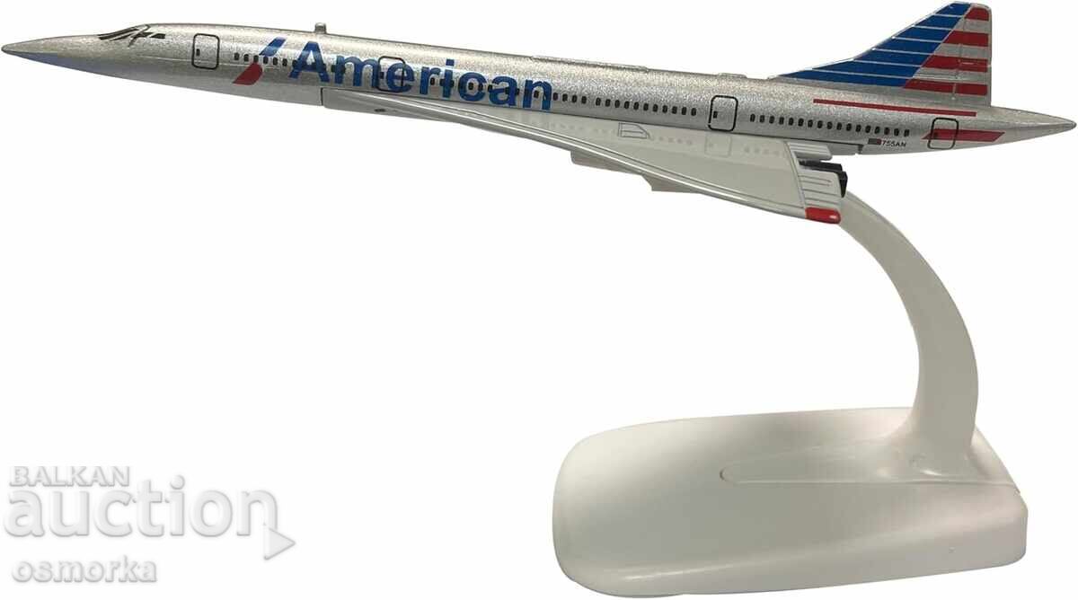 Model de avion Concorde, machetă metalică, American, zbor pe cer, clasa Model de avion Concorde, machetă metalică, American, zbor pe cer, clasa