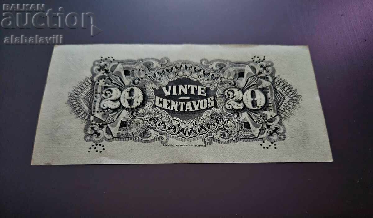Bancnotă 20 centavo 1933, Mozambic (cu perforație) UNC cu preț € 7.15 | 13.98 BGN