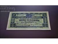 20 Centavo Banknote 1933, Mozambique (with perforation) UNC