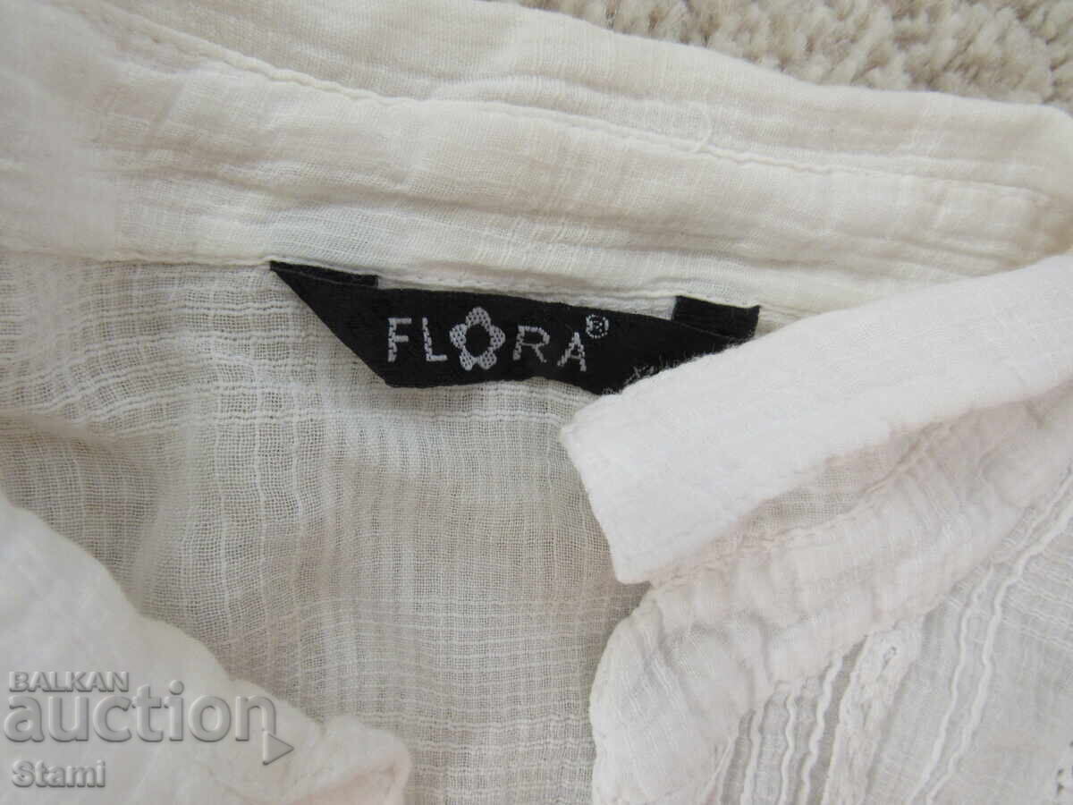 Licitație Bluză damă din pânză de bumbac, alb imaculat, mărime XL