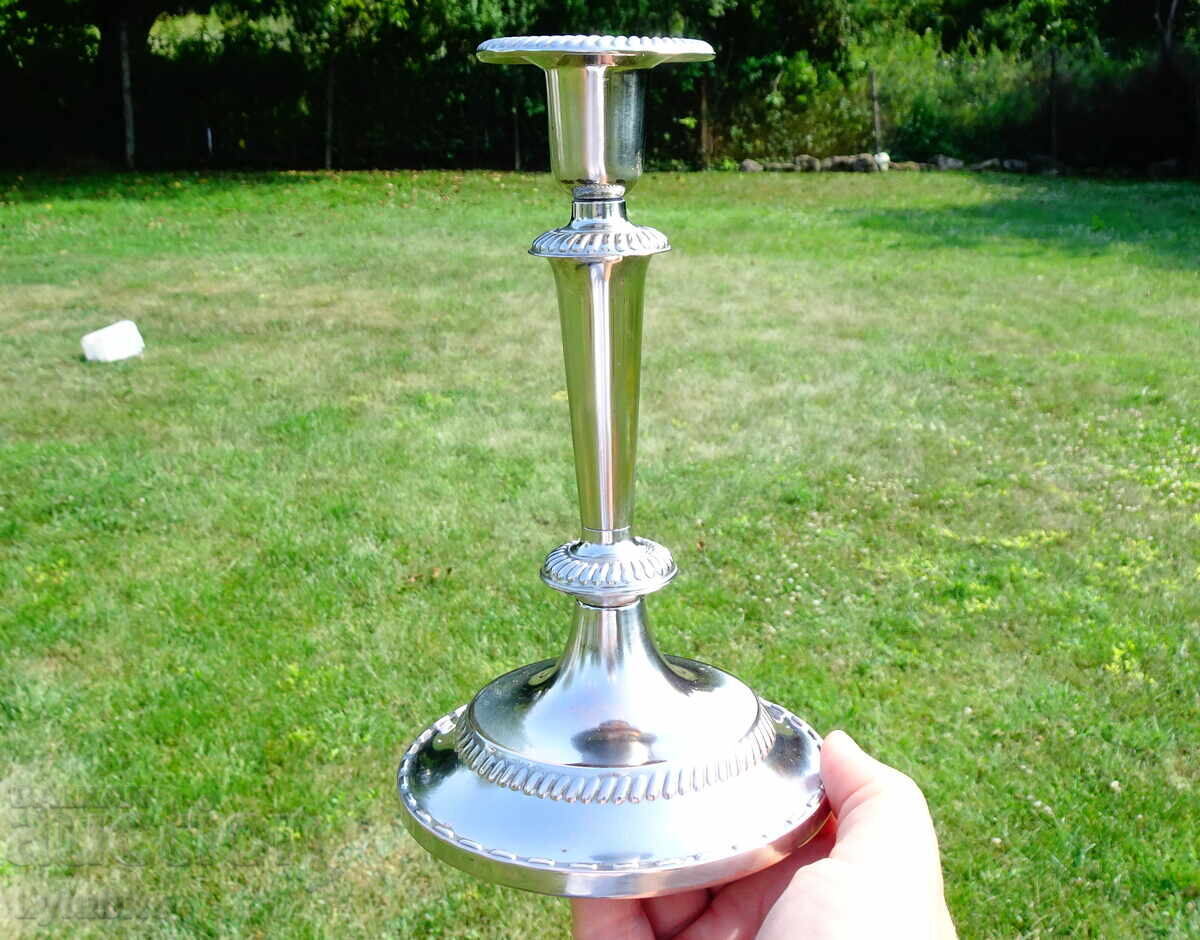 Silver-plated bronze candlestick 19 cm, 320 g Silver-plated bronze candlestick 19 cm, 320 g