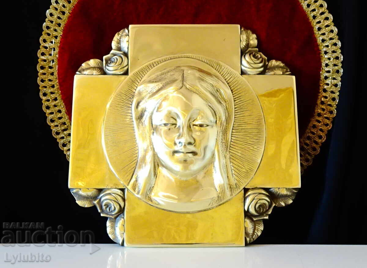 Author's bronze icon Virgin Mary, Cross, 1.6 kg.