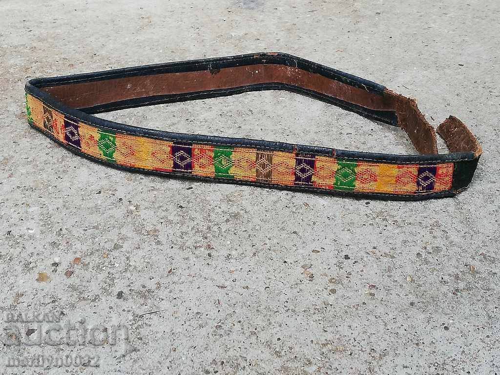 Old hand-knitted leather belt for traditional costume buckles Old hand-knitted leather belt for traditional costume buckles