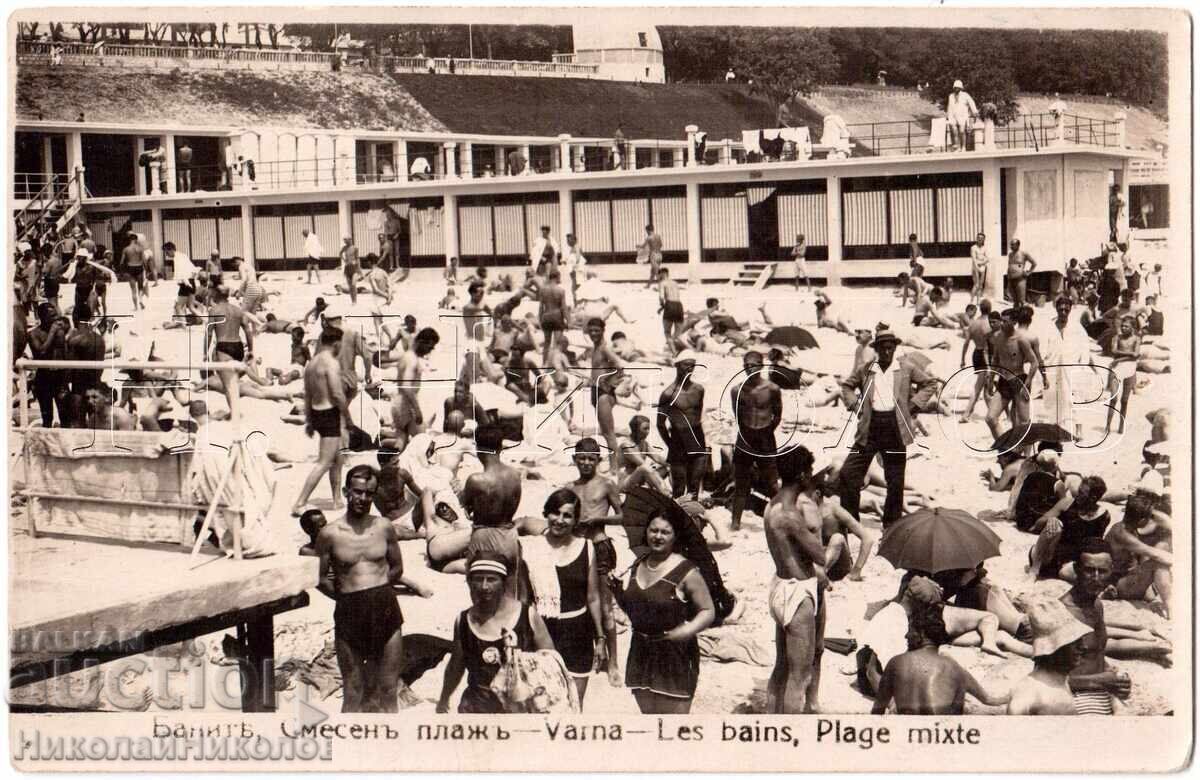 OLD POSTCARD VARNA BATHS MIXED BEACH D555