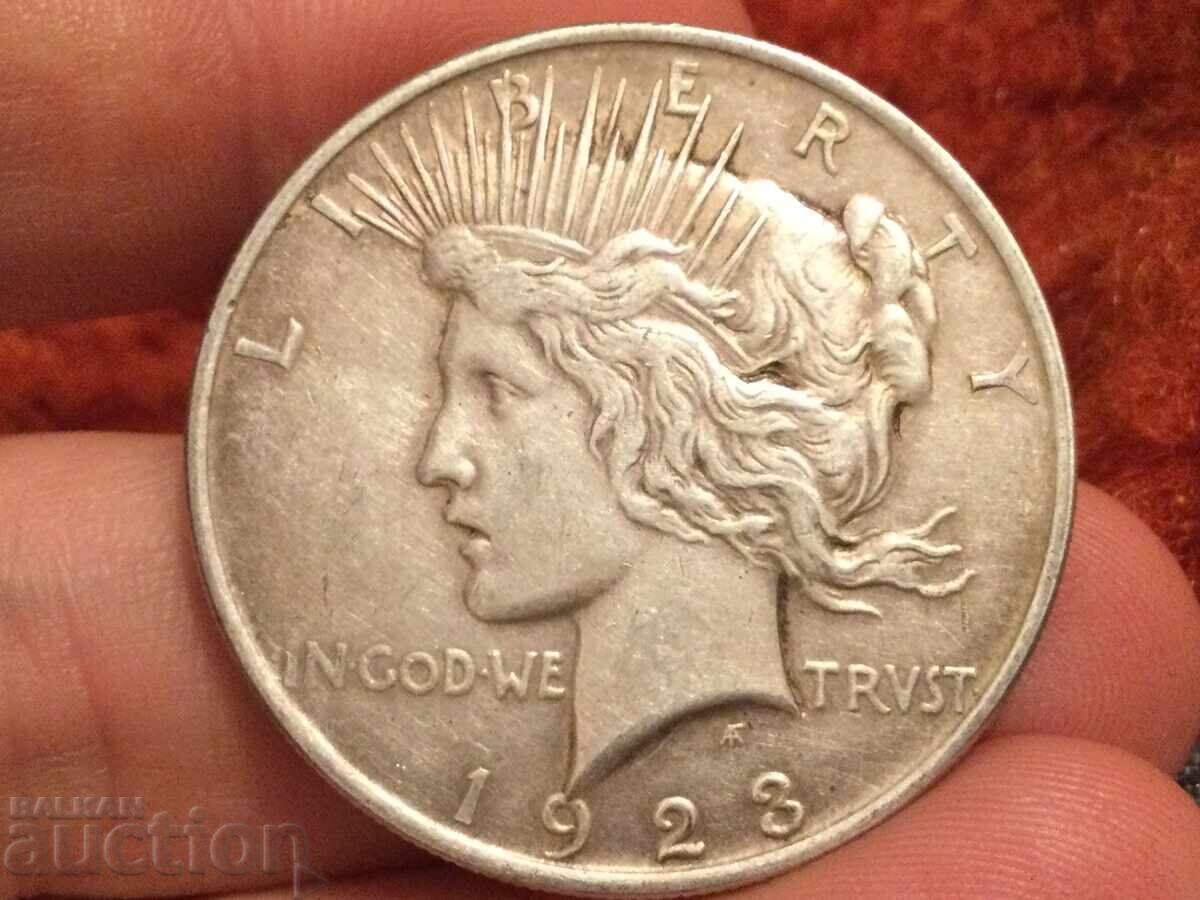 USA America 1 "peace" dollar 1923 silver