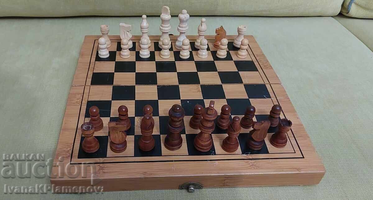 Шах и табла 30см фигури дървени за ценители