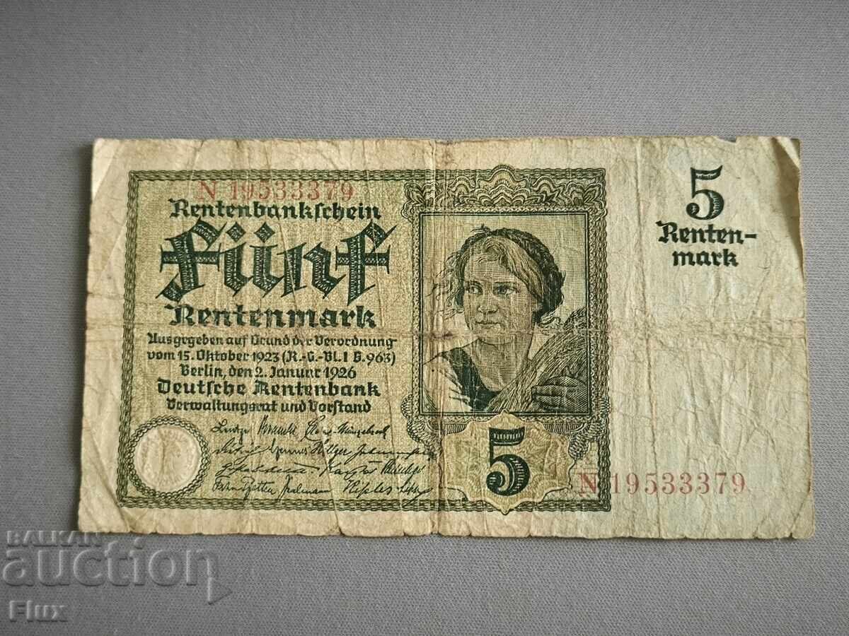 Banknote - Germany - 5 Rentenmark | 1926