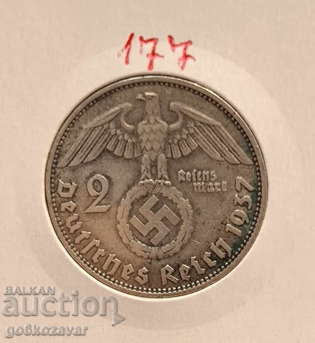 Германия трети райх 2 марки 1937г Сребро ! Германия трети райх 2 марки 1937г Сребро !