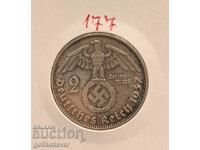 Germania Reichul al Treilea 2 mărci 1937 Argint !