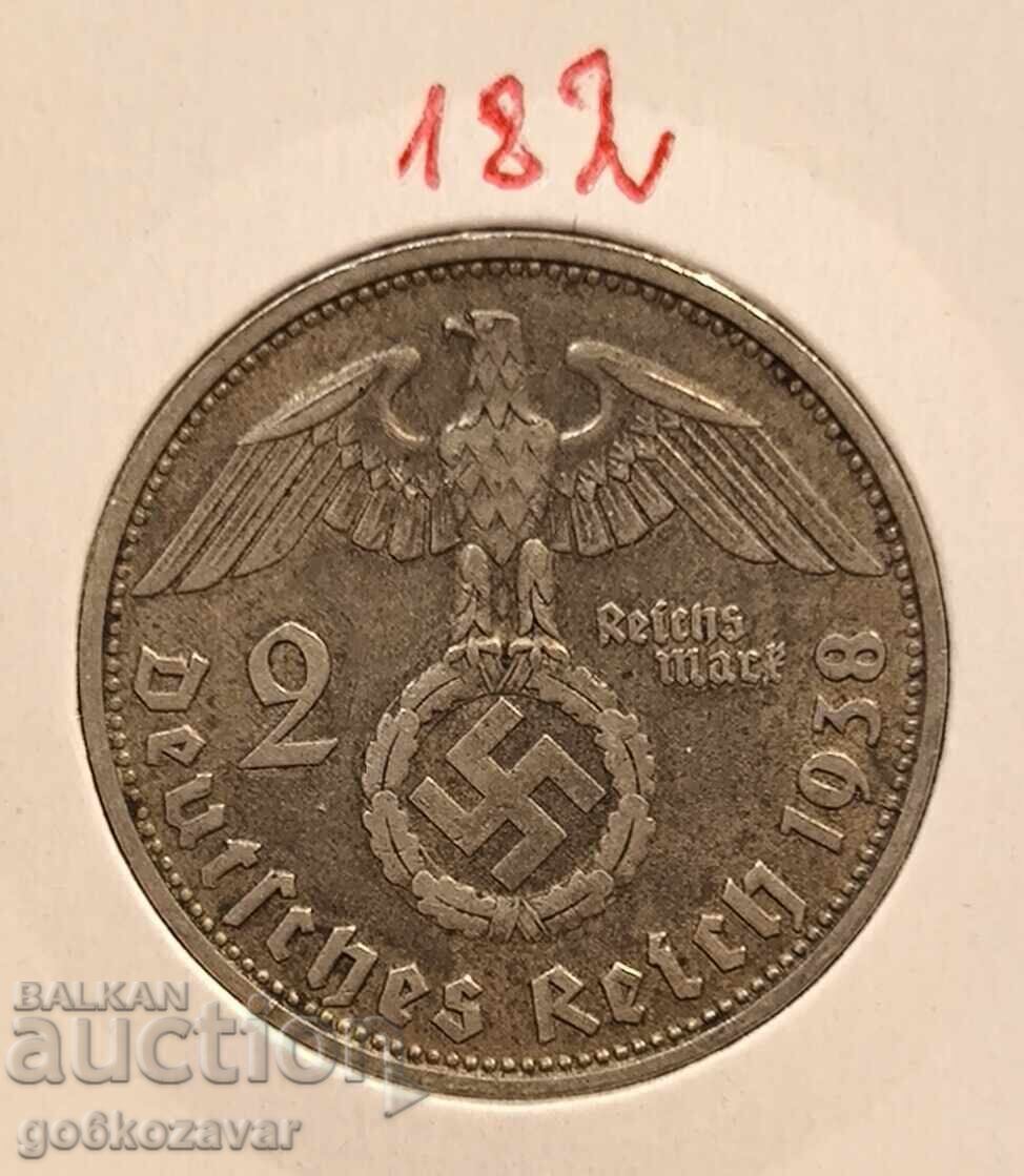 Γερμανία Τρίτο Ράιχ 2 Μάρκα 1938 Ασήμι ! Γερμανία Τρίτο Ράιχ 2 Μάρκα 1938 Ασήμι !
