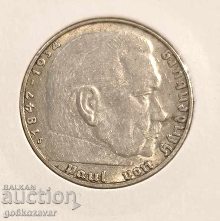 Германия трети райх 2 марки 1938г Сребро ! с цена € 24.00 | 46.94 лв.